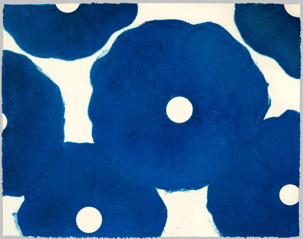 Donald Sultan, Six Blue Poppies, 2021