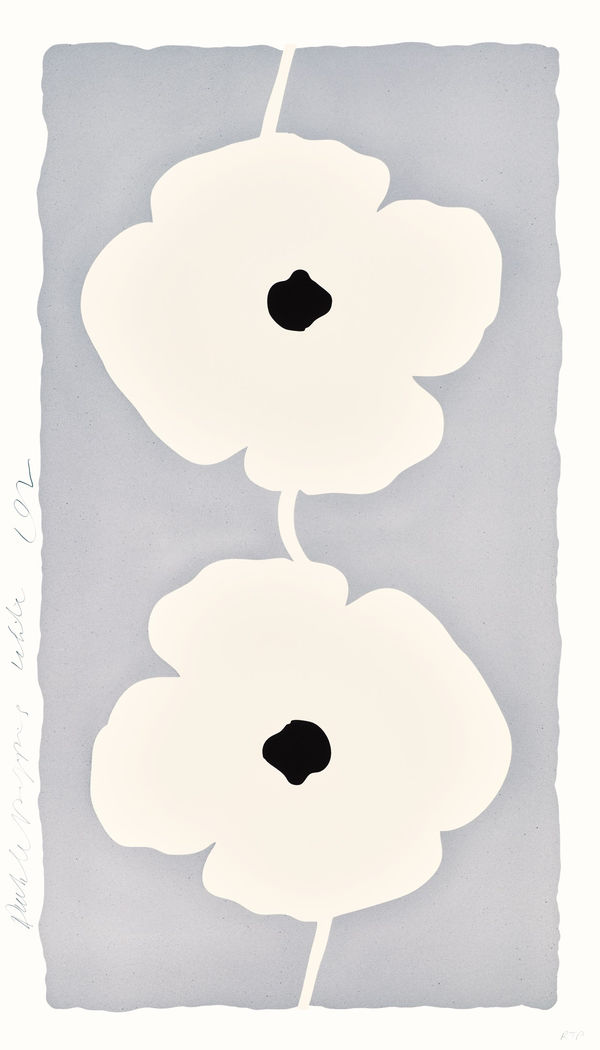 Donald Sultan, White Double Poppies, 2025