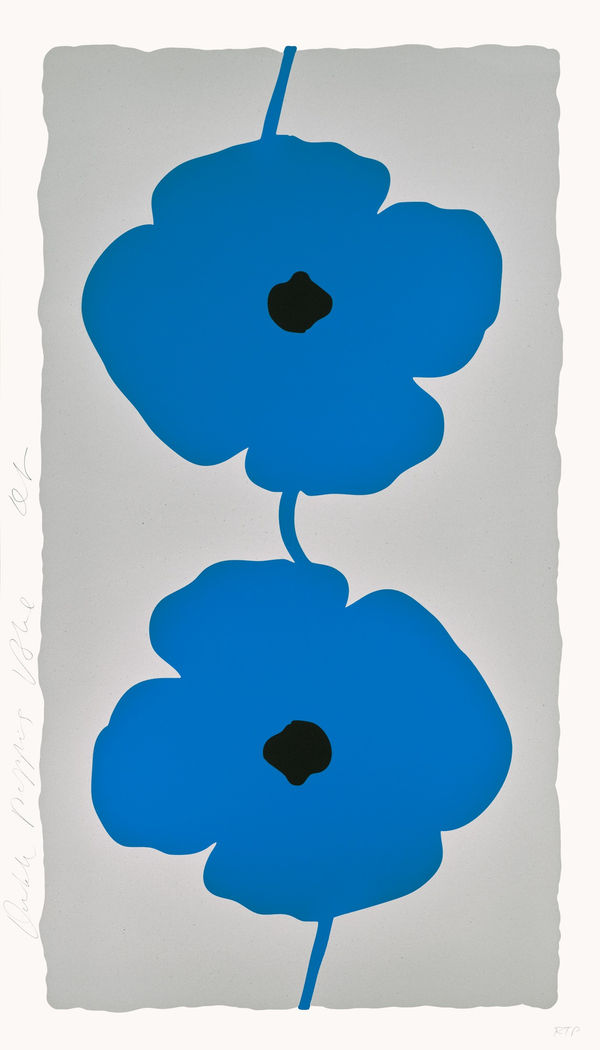 Donald Sultan, Blue Double Poppies, 2025