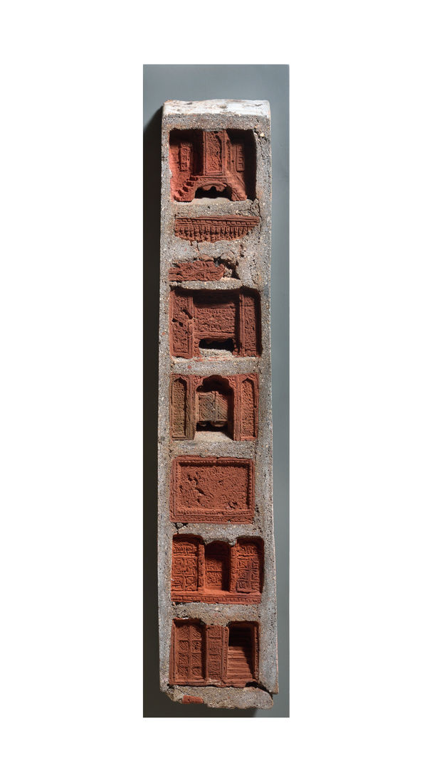 Girjesh Kumar Singh The doors which open to let you leave… Brick and mortar from demolished constructions 32 x 7 x 5 inches (81 x 18 x 13 cms)