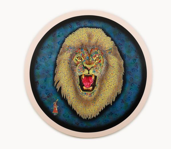 Ramgopal Kumawat Invisible Strings R-1 Acrylic and mouth spray on canvas 48 x 48 inches (122 x 122 cms)