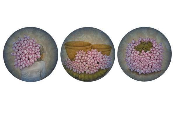 Gulab Kapadiya Untitled Water colour on rice paper on canvas pasted on wood 24 x 72 inches (61 x 183 cms)