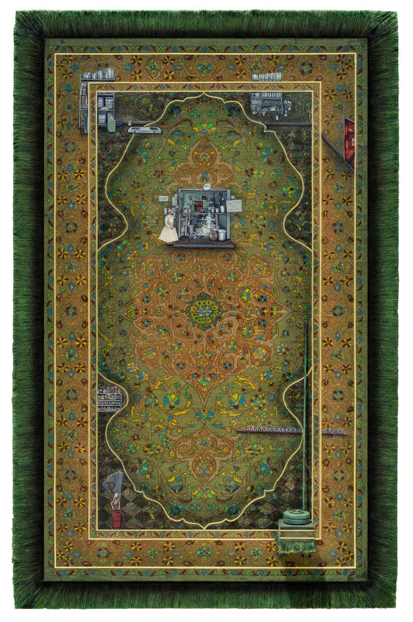 Ajay Dhapa Navivasi - 65 Mixed media on canvas on wood 66 x 42 inches (168 x 107 cms)