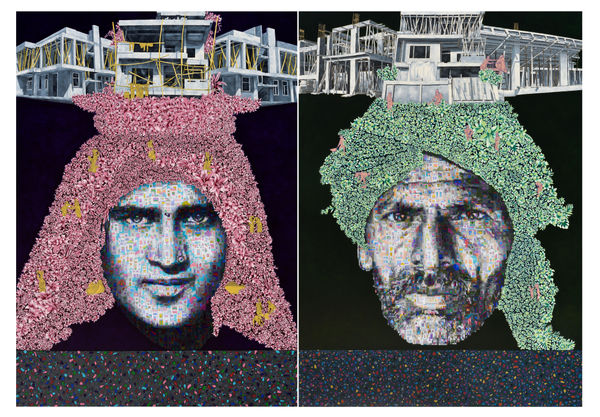 Kamal Pandyaa Dream Maker Acrylic and enamel on canvas 83 x 118 inches (211 x 300 cms) - diptych