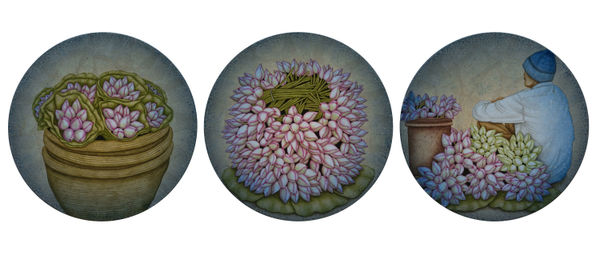 Gulab Kapadiya Untitled Water colour on rice paper on canvas pasted on wood 24 x 72 inches (61 x 183 cms)