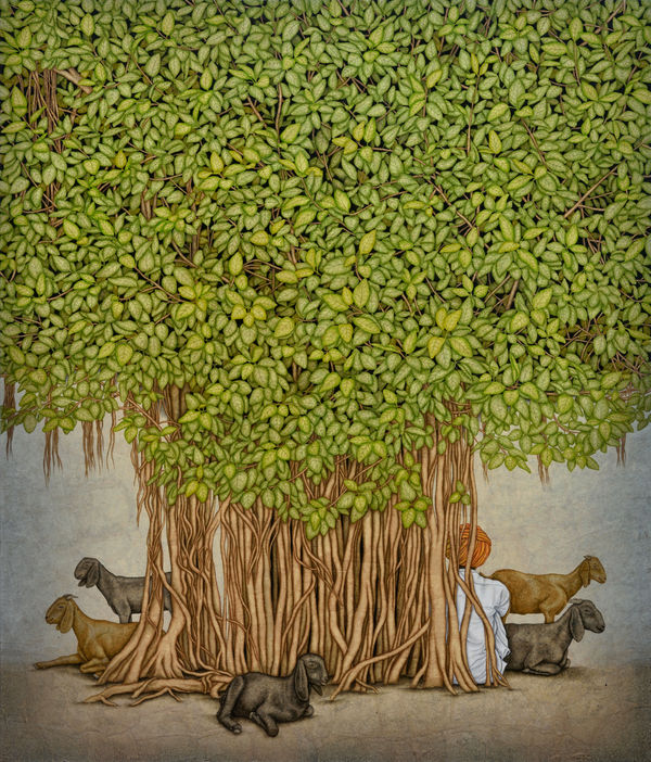 Gulab Kapadiya Untitled Watercolour on rice paper on canvas 84 x 72 inches (213 x 183 cms)