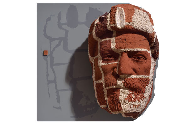 Girjesh Kumar Singh Haal Mukaam : Current address Brick and mortar from demolished construction 25 x 25 x 12 inches (63 x 63 x 31 cms) - 59 kgs (130 lbs)