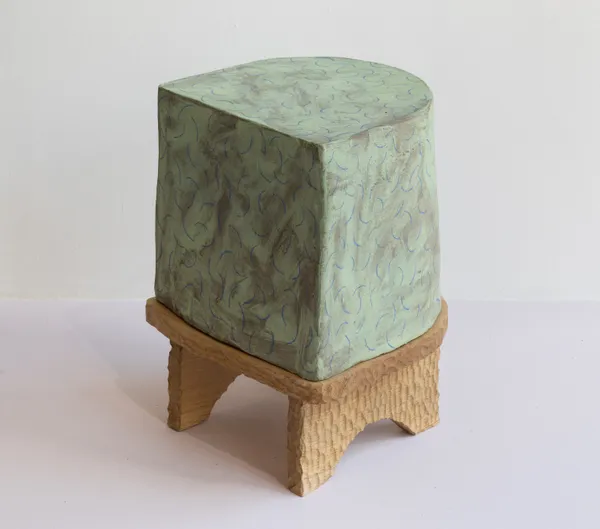 Carla Wright, Gossip Stool (green dash), 2025