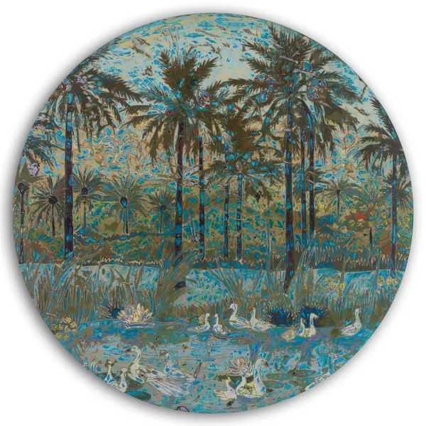 Ibrahim Khatab Circle of Abundance, 2026 mixed media on wood 150cm (diameter) signed & dated