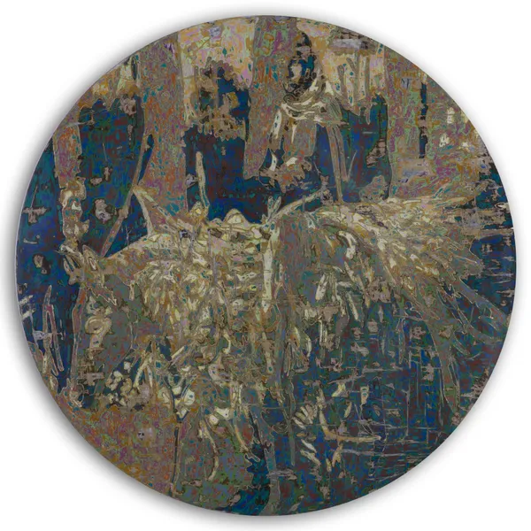 Ibrahim Khatab Guardians of Light, 2026 mixed media on wood 150cm (diameter) signed & dated