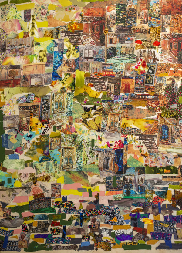 Neama El Sanhoury Gateways I, 2023 fabric appliqué on linen 170 x 120cm signed & dated