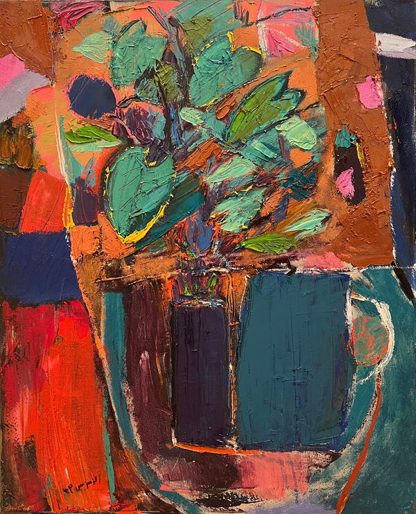 Ashraf El Zamzami Flower Pot II, 2023 oil on canvas 60 x 50cm signed & dated