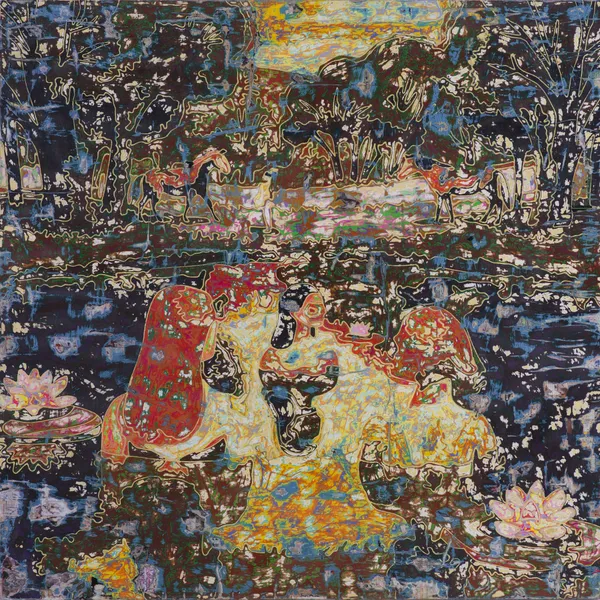 Ibrahim Khatab Nocturne, 2026 mixed media on wood 150 x 150cm signed & dated