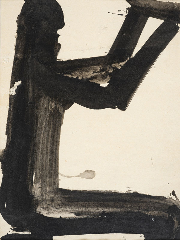 Kamal Khalifa Seated Figure III acrylic on paper 35 x 25cm