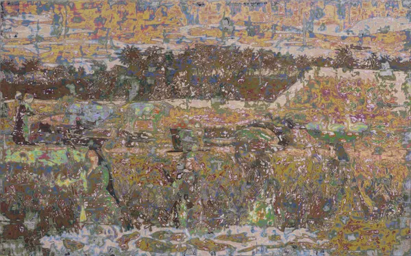 Ibrahim Khatab Archaeology, 2026 mixed media on wood 150 x 250cm signed & dated