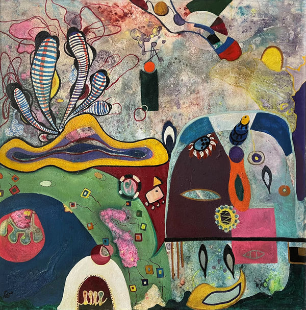 Maryam El Khouly Caricaturas Marinas I, 2021 oil on canvas 97 x 97cm signed & dated