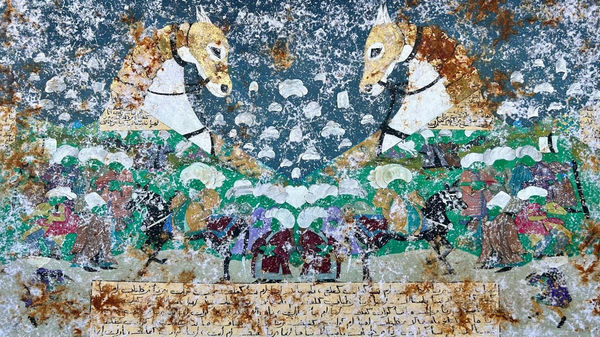 Fatma Omran Equine, 2024 mixed media on canvas 100 x 150cm signed & dated