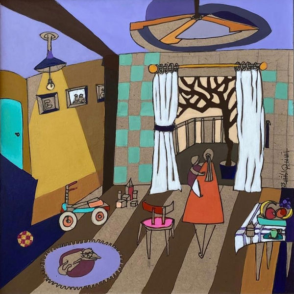 Tasneem El Meshad Nurture, 2023 acrylic on wood 25 x 25cm signed & dated