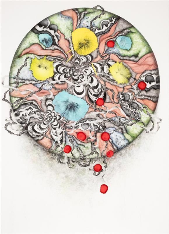 Lea-Anne Sheather Swollen Interchanges, 2015 Mixed media on paper 105.5 x 76.0 cm