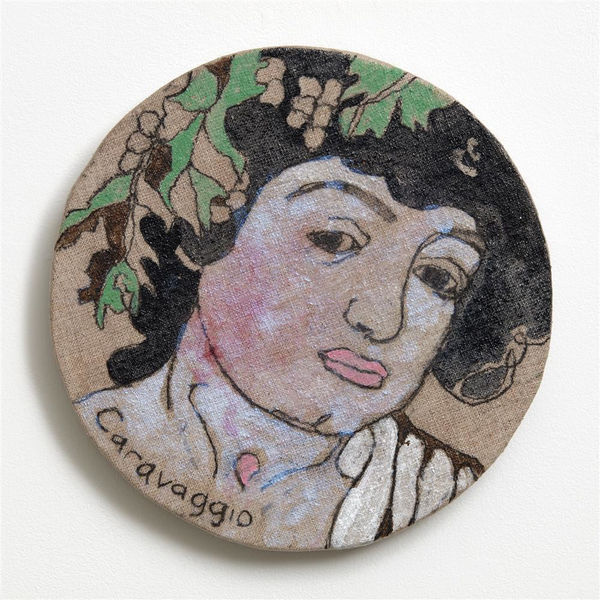 Brendan McGorry Caravaggio, 2017 acrylic and charcoal on linen 23.0 x 23.0 cm