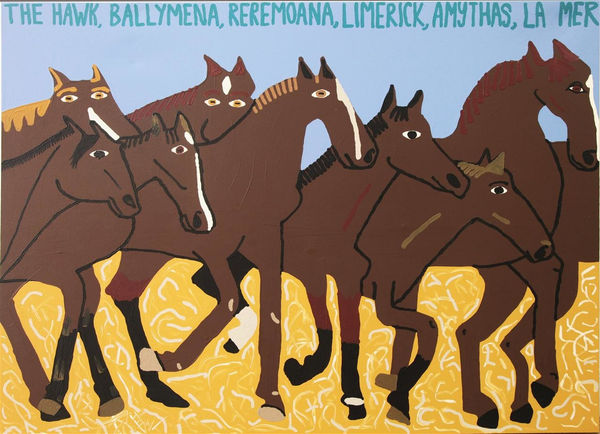 Claudia Kogachi THE HAWK, BALLYMENA, REREMOANA, LIMERICK, AMYTHAS, LA MER, 2020 acrylic on canvas 120.0 x 160.5 cm