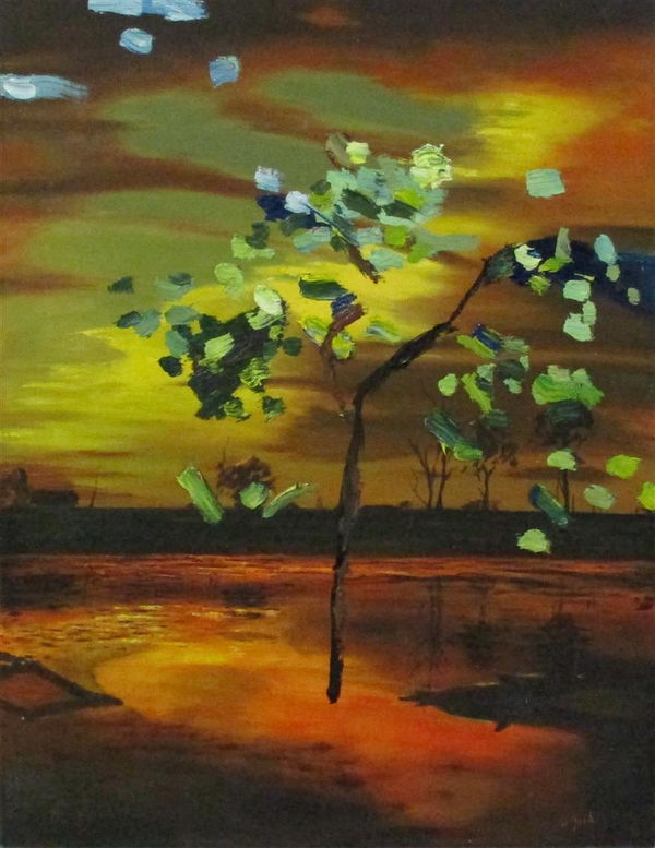 Molly Timmins Hazel's Memorial Maple, atop her 'Sunset', 2019 oil on canvas 610 x 450 mm