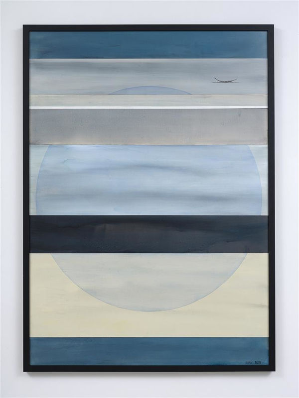 Simon Kaan Te Ha o te Marama (3), 2021 ink and oil on board 1730 x 1255 mm