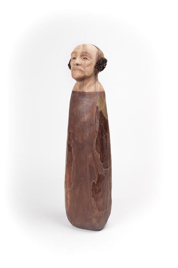 Wanda Gillespie In Search of Hope, 2016 suar and walnut wood, banksia nut, leather 70.0 x 17.0 x 13.0 cm