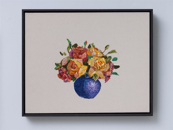 Molly Timmins Vase of Flowers After Hazel Jack, After Violet Watson, 2021 Embroidery on canvas 430 x 530 mm