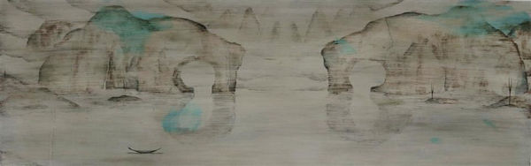 Simon Kaan Untitled 3, 2013 Oil on board 50.0 x 160.0 cm