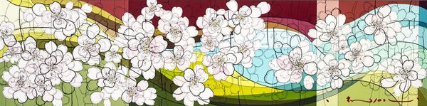 Shintaro & Yoshiko Nakahara Sing a Song, 2013 Ink and acrylic on canvas 3.0 x 122.0 cm