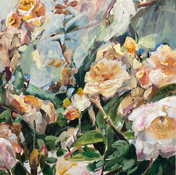 Katherine Throne Peaches and Cream, 2019 oil on canvas 75.0 x 75.0 cm