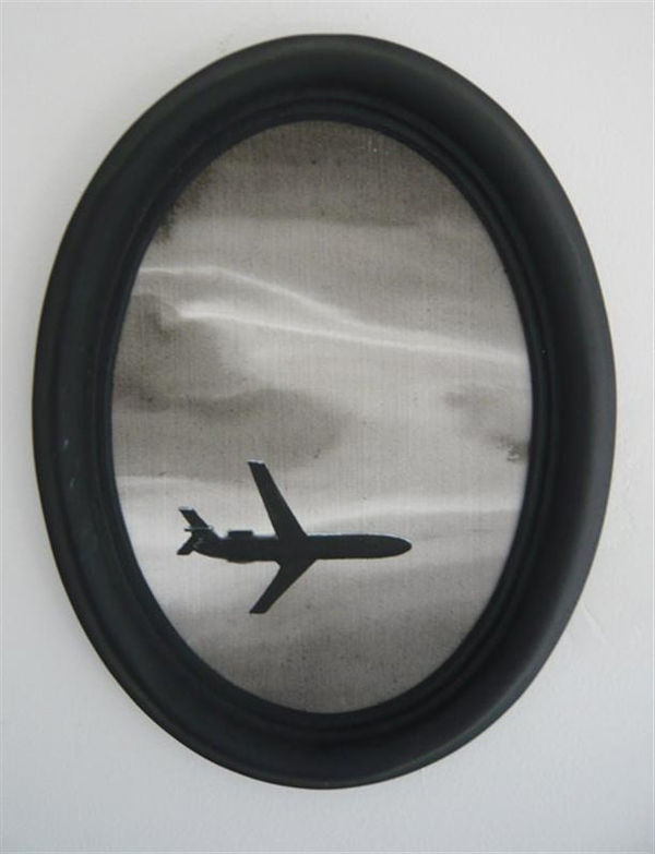 Josephine Cachemaille Aircraft II, 2009 Ink, acrylic and gesso on board with found frame 165 x 115 mm