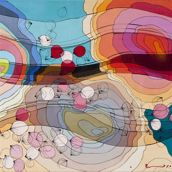 Shintaro & Yoshiko Nakahara Floating Roses - Detail, 2011 Ink and acrylic on canvas 51.0 x 152.5 cm