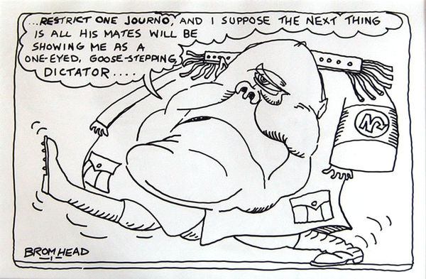 Peter Bromhead, Muldoon Restricts a Reporter, 1976