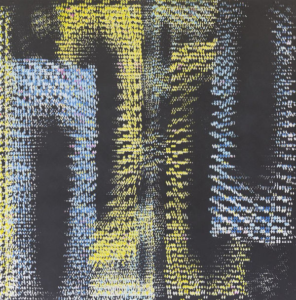 Karlin Raju Mirrored and Stretched, 2018 seven colour screen print on steel 81.0 x 80.0 cm