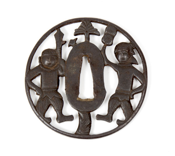 Portuguese Warriors Nanban Tsuba, Japan, early 17th c.