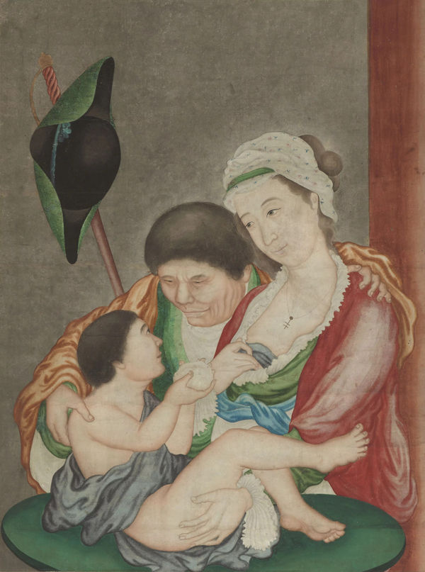 Sagrada Família, China, provavelmente Pequim, c. 1750-1770 tinta e cor s/ papel; montado em seda 84.0 × 63.0 cm