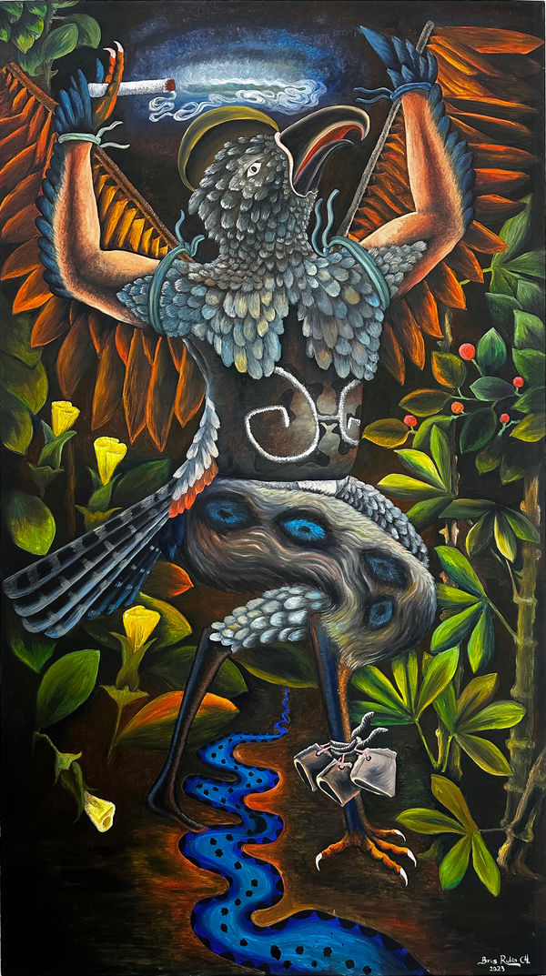 Brus Rubio (Murui-Bora Peoples/ Peruvian Amazon), D+joma: Hombre ,serpiente hombre, águila; Danza de triunfo (D+joma: The Triumph Dance of the Snake-Hack Being), 2023