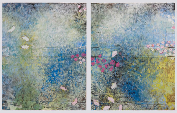 Sofia Cacciapaglia (Italy), Affresco su Carton: Blue Garden Diptych , 2023