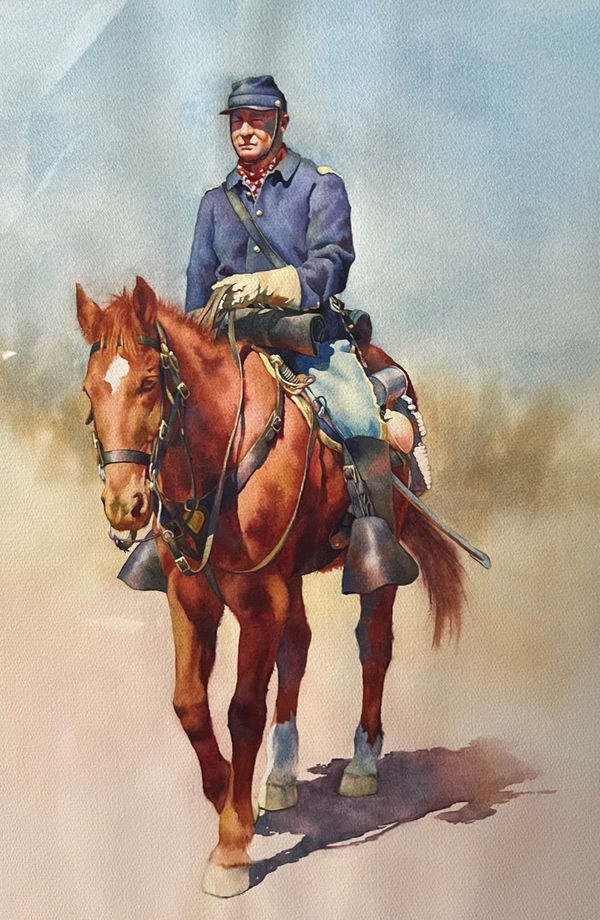 Best & Brightest 2026 Kevin Kibsey SECOND PLACE "Captain of the 4th Cavalry" Watercolor 20"x14" $2000