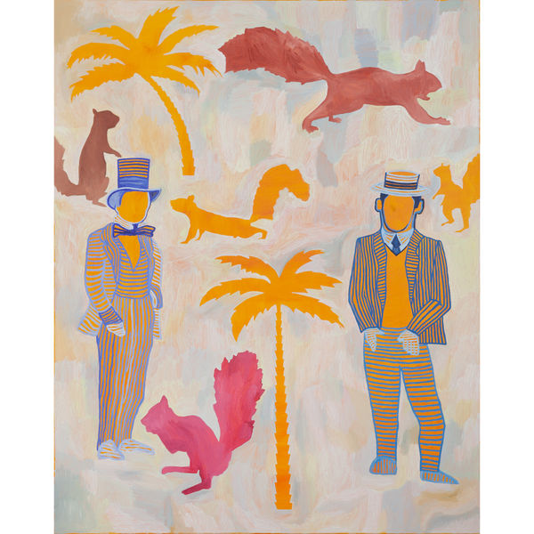 Fernando do Campo The Le Souef brothers and Indian palm squirrels (Taronga and Perth Zoos), 2022 acrylic on canvas 153 x 122 cm