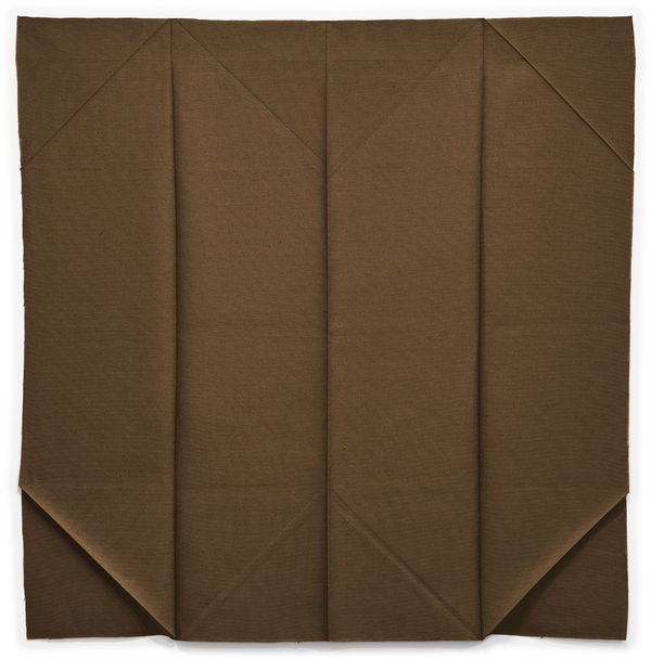 Jo Sandman Untitled [#35] (Folded linen, brown), 1973 (ca.) Folded fabric, linen 44 x 39 inches (approximately)