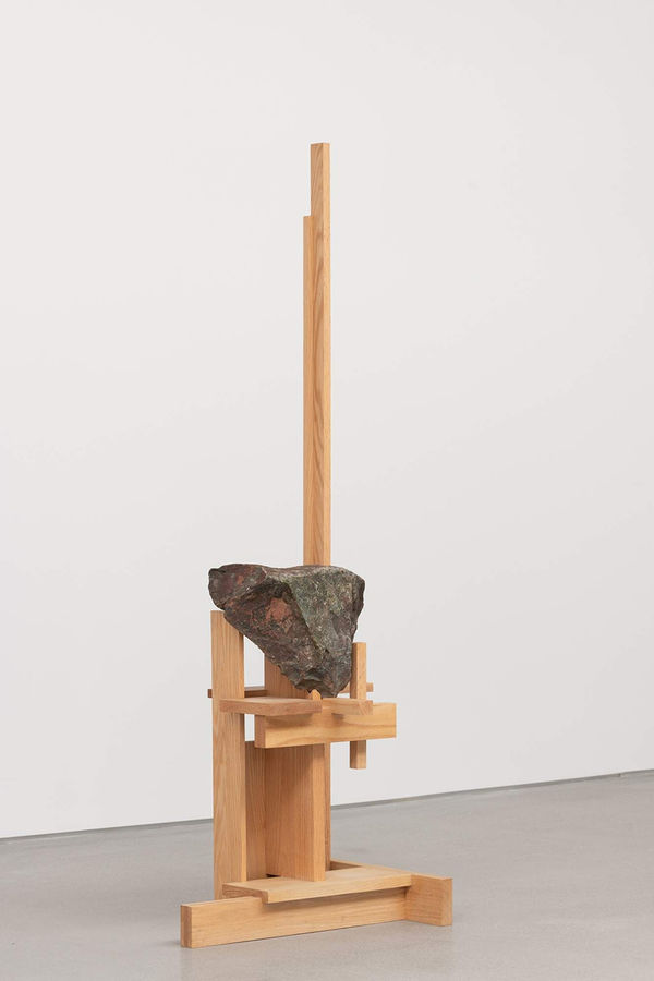 Sung Jang Given, 2024 Oak and stone 72 x 15 x 20 inches