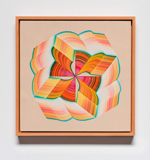 Isabella Cuglievan Reaching for a leaf as it spirals down III, 2024 Acrylic ink on wood panel 8 x 8 inches 8.75 x 8.75 inches, framed
