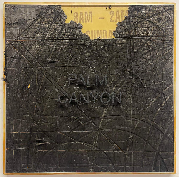 Juan Angel Chavez Philsophers Stone FLOR DE OASIS, 2024 Burnt plywood, charcoal, fake hair and acrylic 36 x 36 x 6 inches