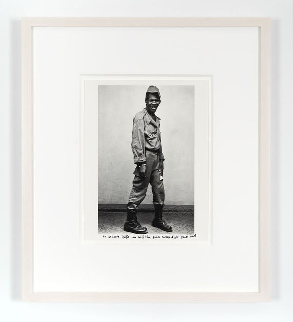 Malick Sidibé En Droussa Keita, un Milicien, Faux comme de la BKO, c. 1970-2008 Gelatin silver print 11 x 7 inches, image 11.75 x 9 inches, paper 20.625 x 18 x 1.5 inches, framed