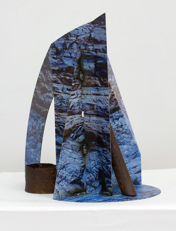 Letha Wilson Death Valley Mosaic Canyon Reclaimed Steel, 2020 UV prints and reclaimed steel 22 x 18 x 18 inches