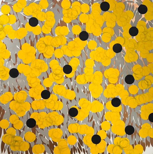 Donald Sultan, Mimosas with Silver and Copper Nov. 15 2022, 2022