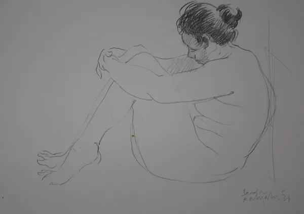 Sameera Kalupahana Seated Figure, 2024 Pencil on Paper 42 x 30 cm 16 1/2 x 11 3/4 in